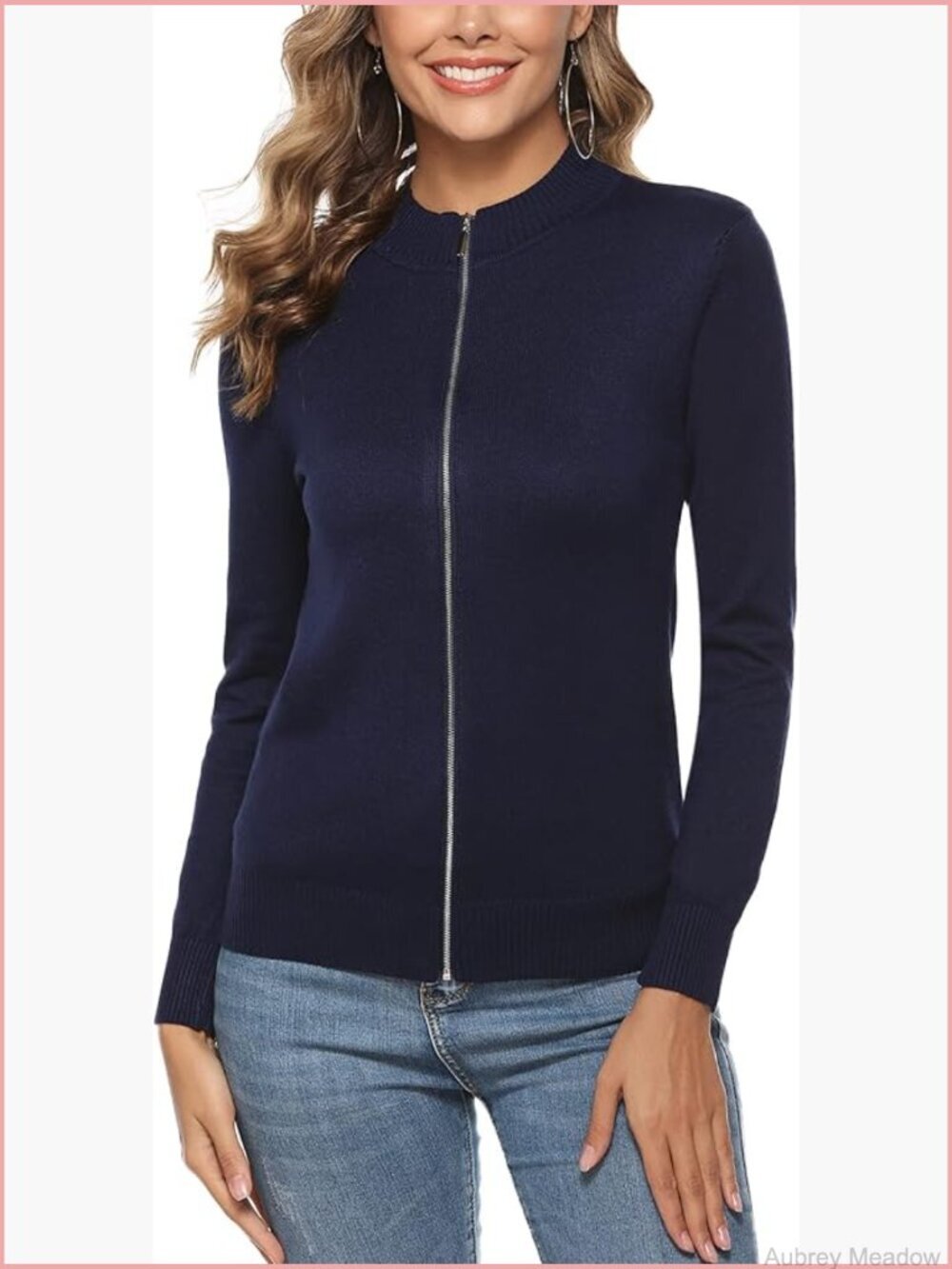 Women's Zip Front Cardigan Sweater - Lightweight Knit Long Sleeve